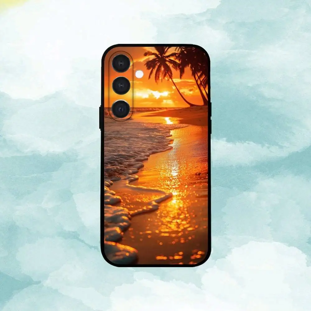 Capa de telefone S-Sunset para Samsung A73,72,71,53,52,51,22,91,80, capa preta macia