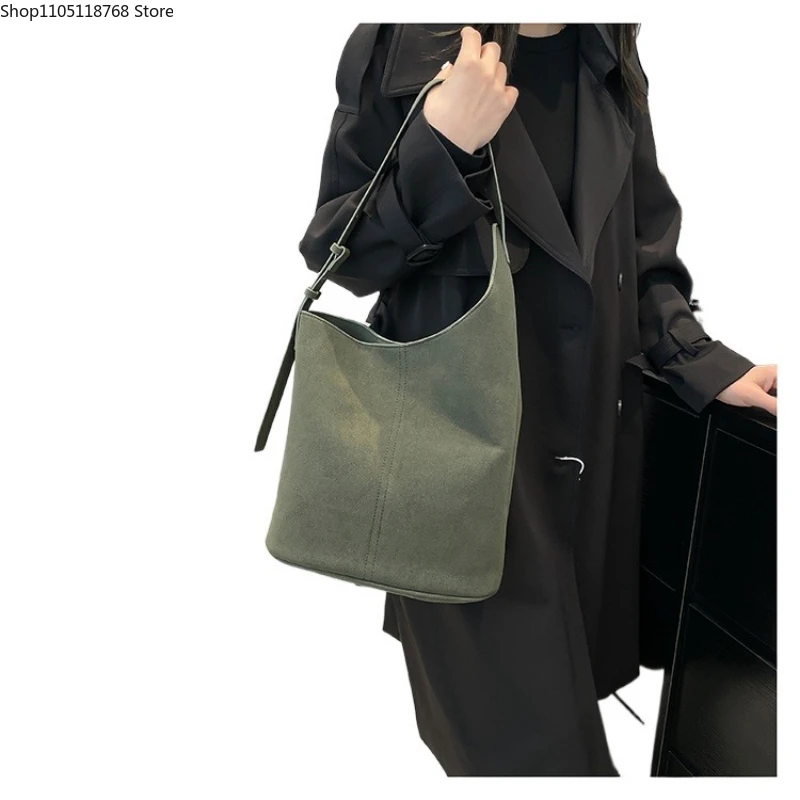 

Сумки на плечо из искусственной замши с однотонной застежкой, большие вместительные простые сумки в классическом стиле для женщин, повседневная сумка-тоут