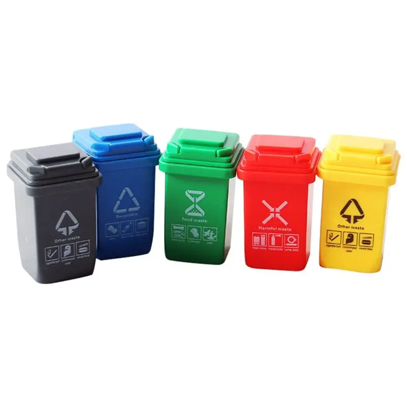 

LALA 5Pcs House Miniature Trash Can Model Accessories Furniture Garbage Truck Cans Curbside Vehicle Bin Gifts