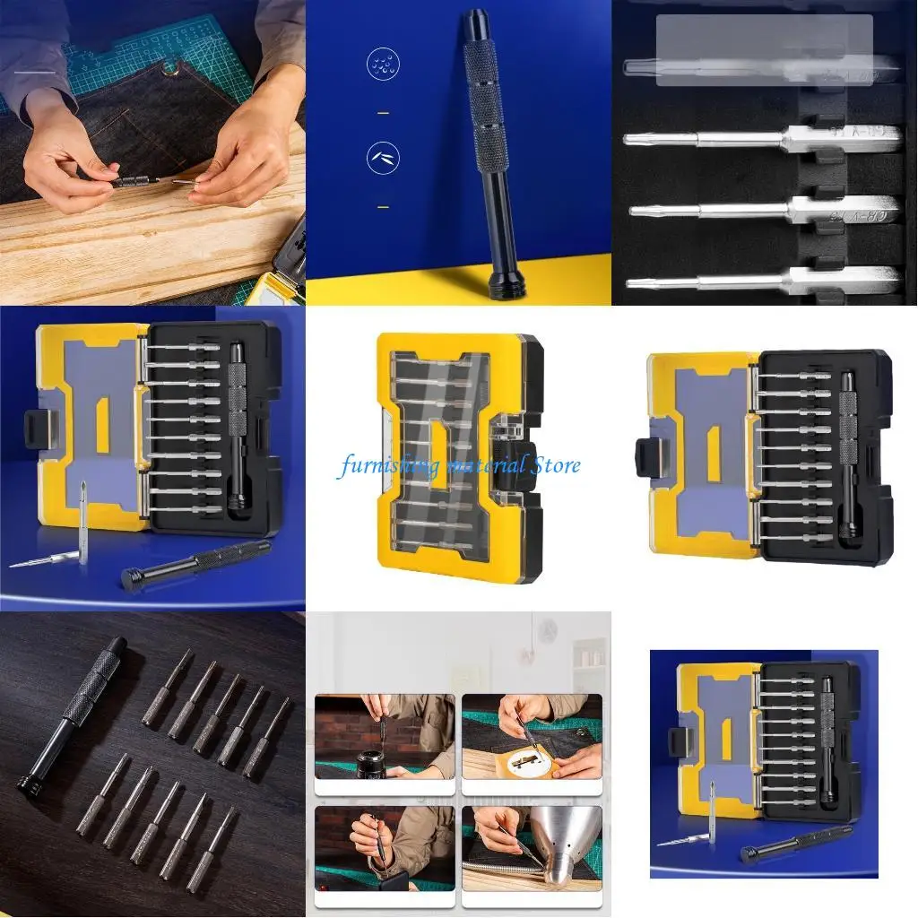 

Y5GD Screwdriver Set, Tool with 10Pcs Bit and Non-slip Handle Repair for Laptop Watch