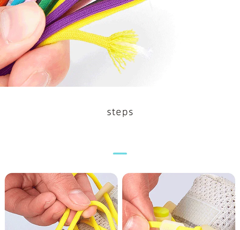 Keine Schnürsenkel, elastische, runde Schnürsenkel ohne Binden, Sneaker-Schnürsenkel mit Federverschluss, schnelles Schnürsystem ohne Binden, Schnürsenkel für Kinder und Erwachsene, Neu. – Detail 9