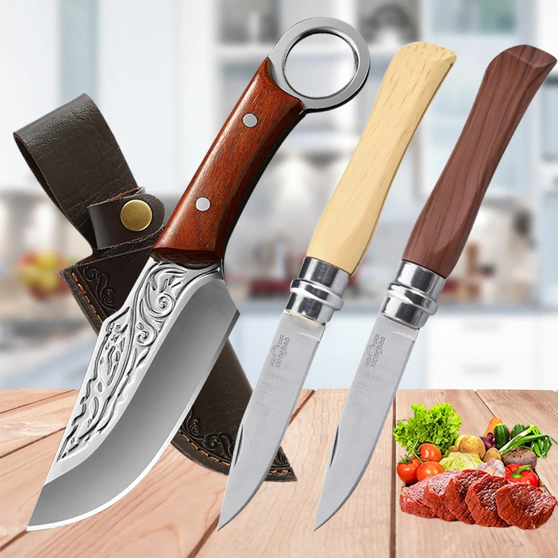 

Stainless Steel Skinning Boning Knife Forged Butcher Cleaver Kitchen Utility Slicing Fish Vegetable Fruit Knives