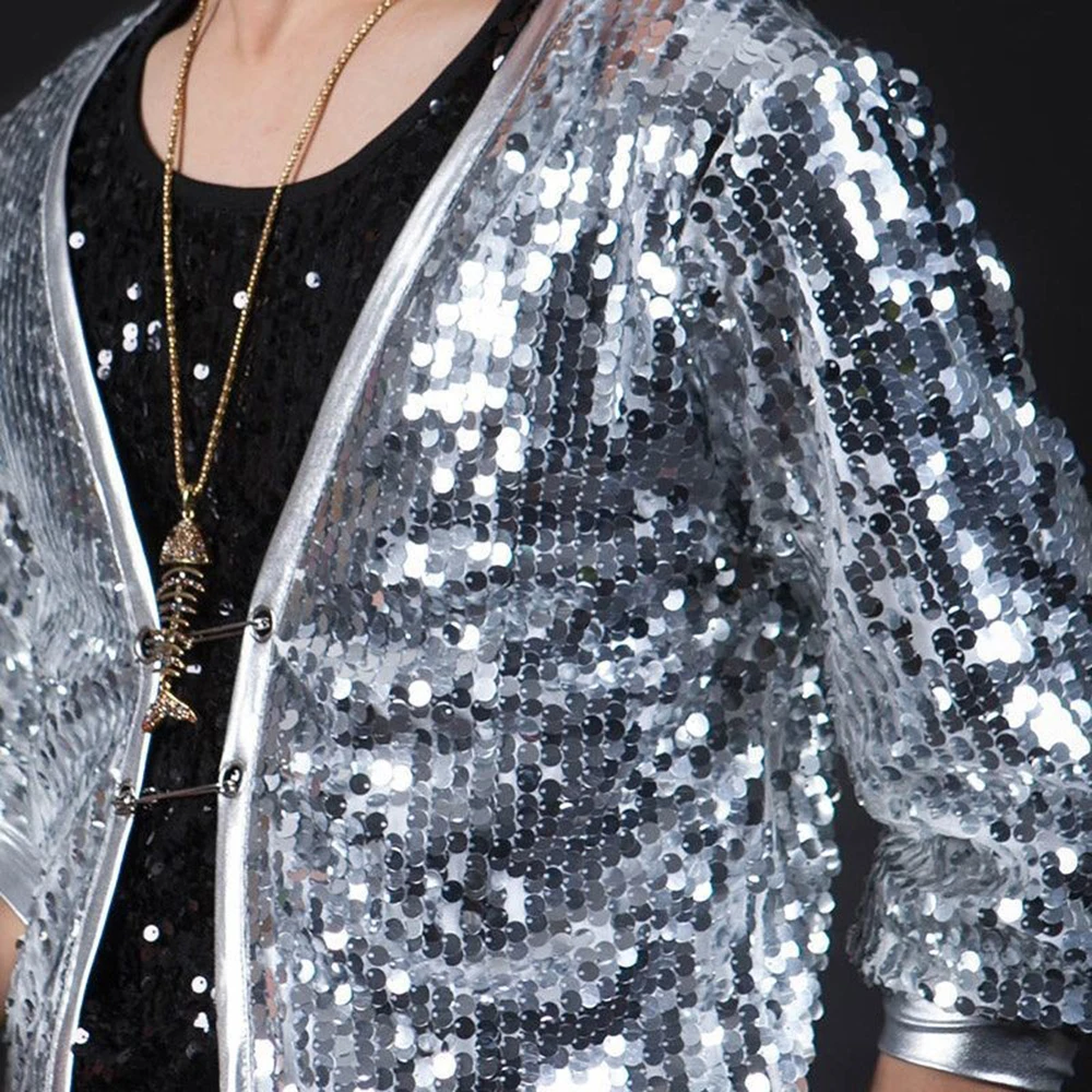 Mens Spring Sequin Sparkling Ballroom Jacket Fashion Nightclub Dj Niche Youth Stage Performance Costume Mens Clothing 2026 New
