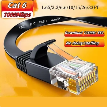 Miziqier longo cat 6 cabo de internet de rede plana 10gbps sftp rj45 lan cabo de remendo para modem roteador gaming pc ps4/5/6 xbox