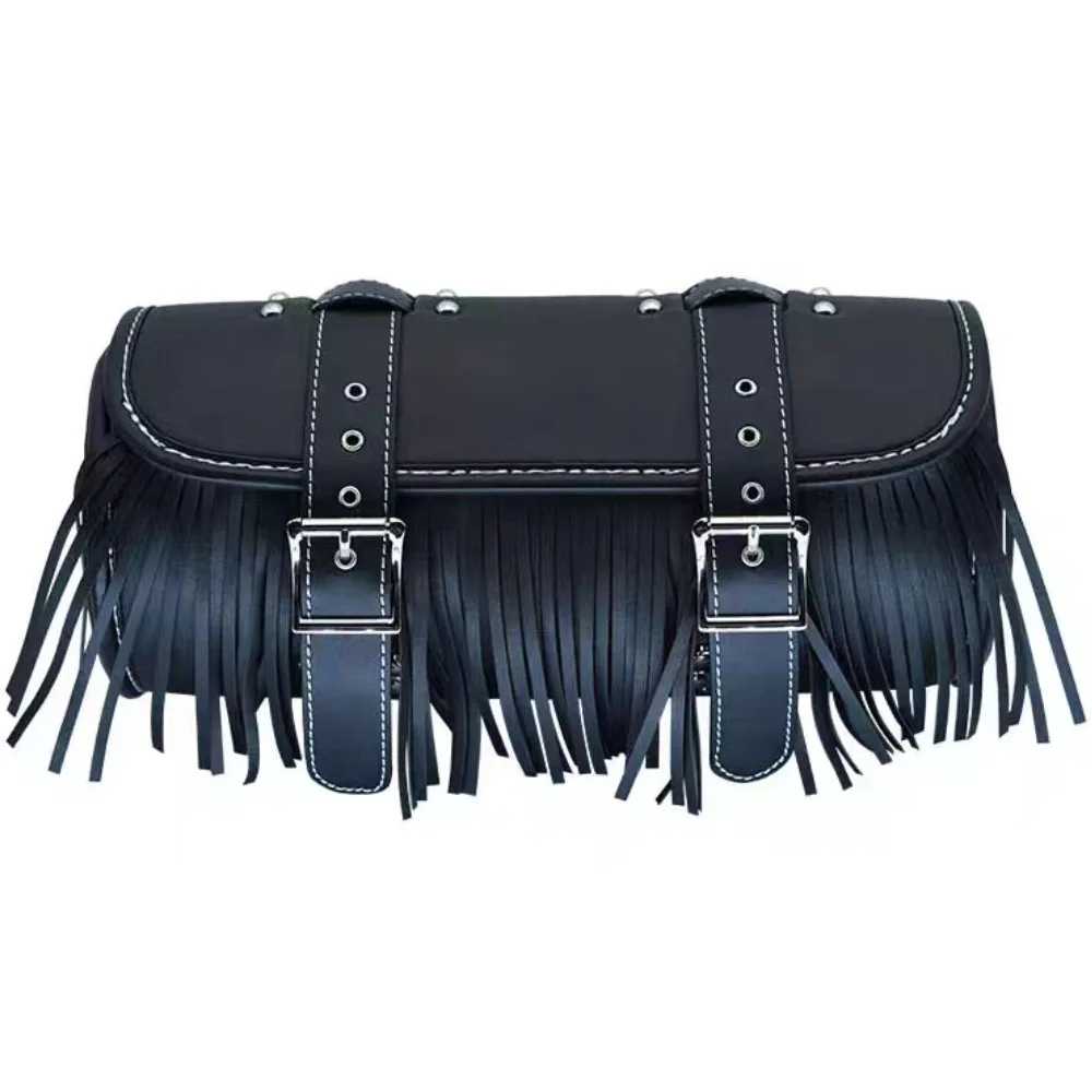 Universal Motorcycle Black Retro Tassel 7L Headband bag Side Waterproof Luggage Bag Tail bag Tote Bag For Touring Outdoor