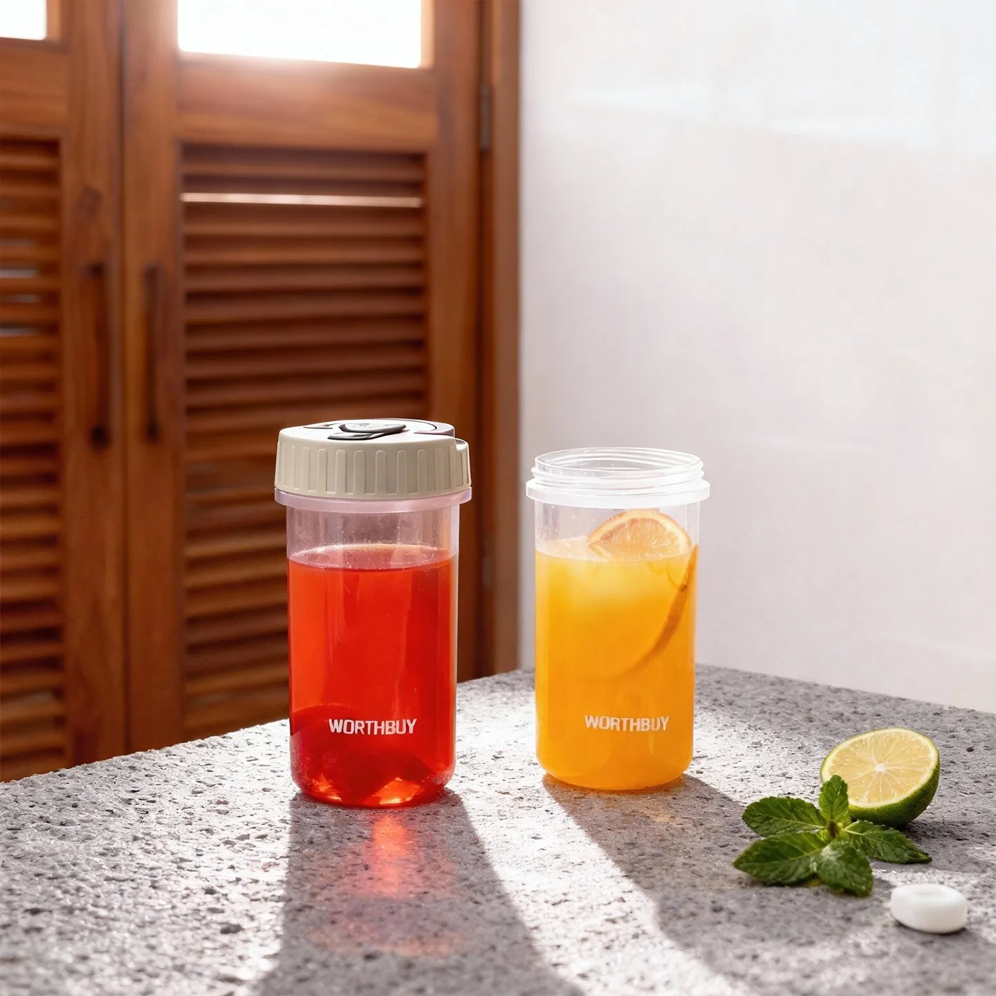300ML Sport Portable Transparent Plastic Water Cup Tumbler With Handle Heat-resistant Leak Proof Drinking Cup For Kids Students