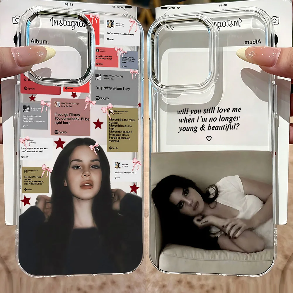 NEW Singer Lanas Dels Reys Phone Case for Samsung Galaxy S26 S25 S24 S23 S22 S21 S20 Note20 FE Ultra Edge Plus 4G 5G Transparent