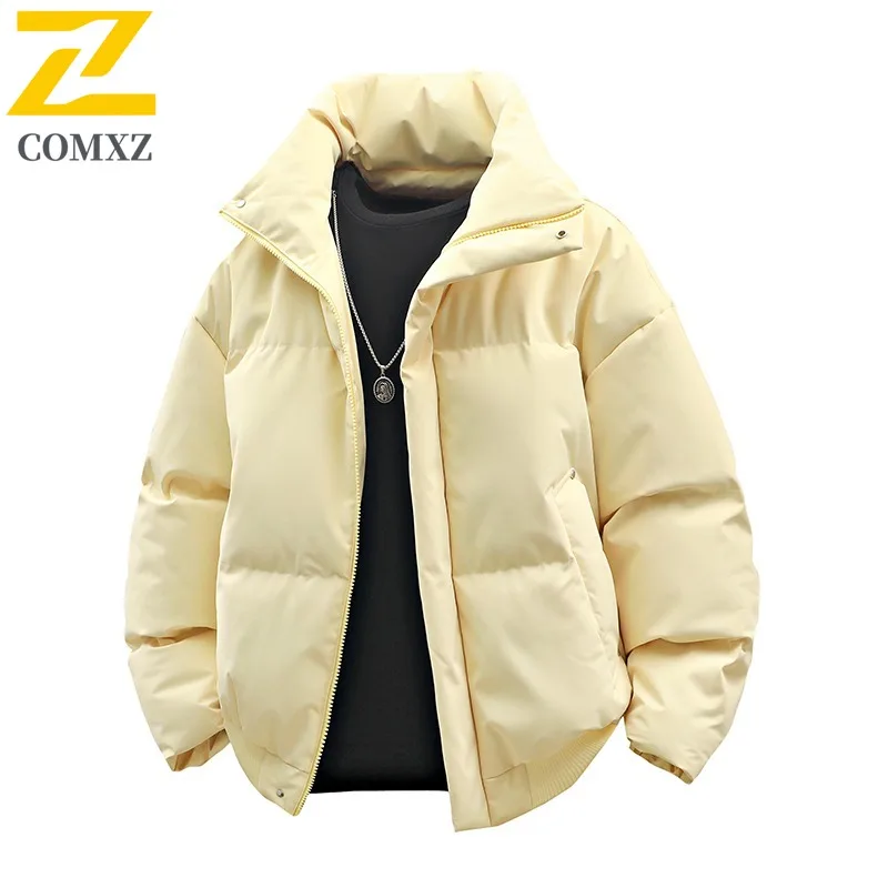 COMXZ باركر معطف دافئ فضفاض الوقوف طوق الحد الأدنى التزلج الشارع القطن وسادة مبطنة الثلوج العصرية الشتاء سترة ملابس للرجال