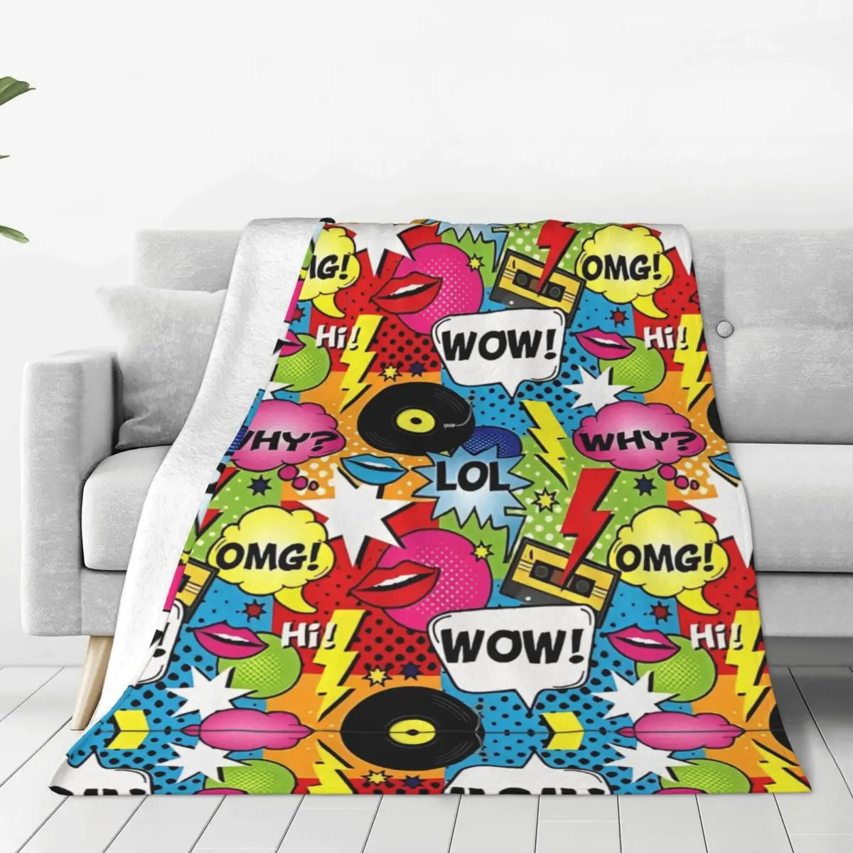 Comic Book Explosion Vintage Graffiti Art Pattern Blanket Quality Throw Blanket Winter Travel Office Decor Pattern Bedspread