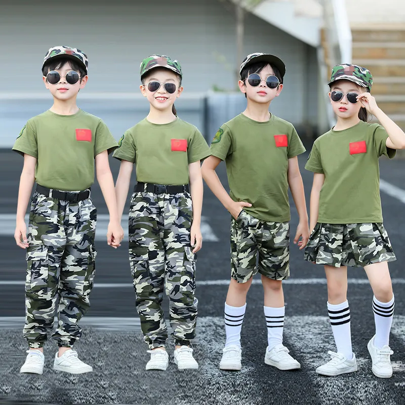 Children's military training camouflage suit, male suit, special forces elementary school summer camp, kindergarten female milit