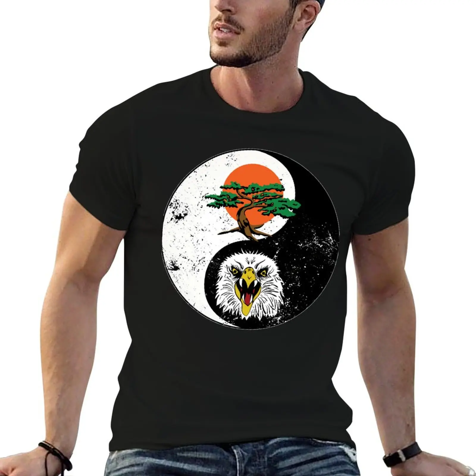 

man for and Eagle casual tees karate shirt fang t t do T-Shirt logo graphic shirts Miyagi karate tree man
