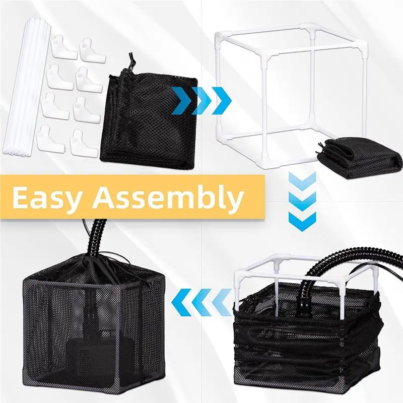 ABRU-Mesh Barrier Bag Box Basket 5 Inch Pond Pump Filter Bag For Submersible Water Pump Fountain Pond Debris Protection Net