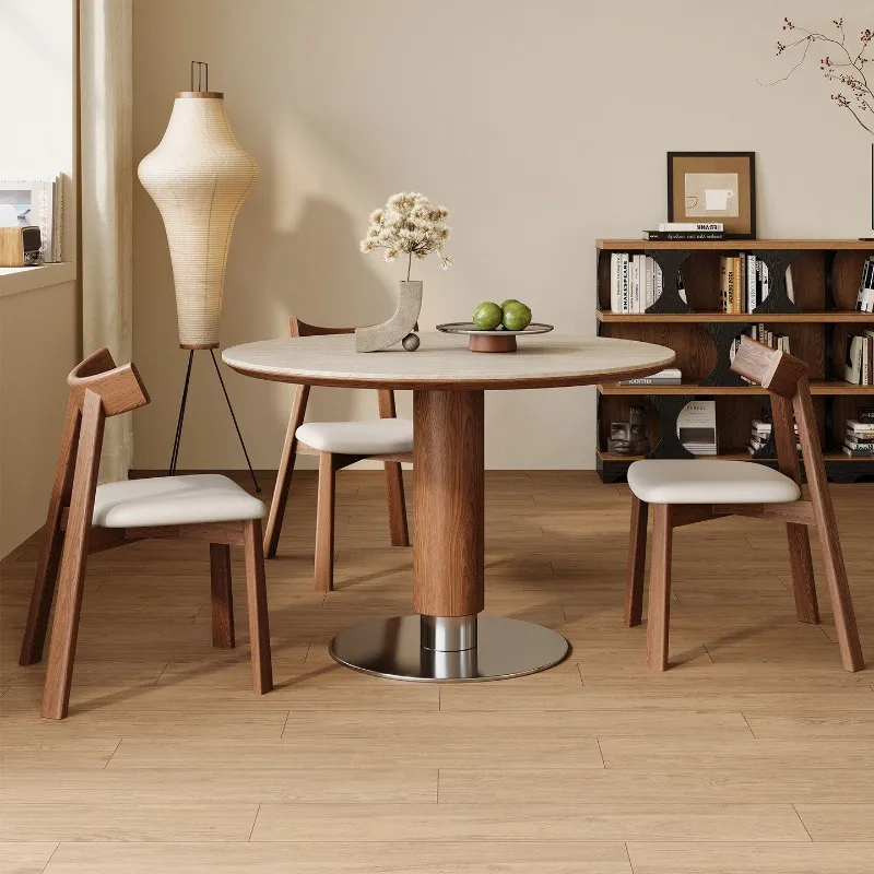 

Unique Luxury Brown Dining Table Design Modern Faux Marble Round Dining Table Restaurant Nordic Tavoli Da Pranzo Home Furniture