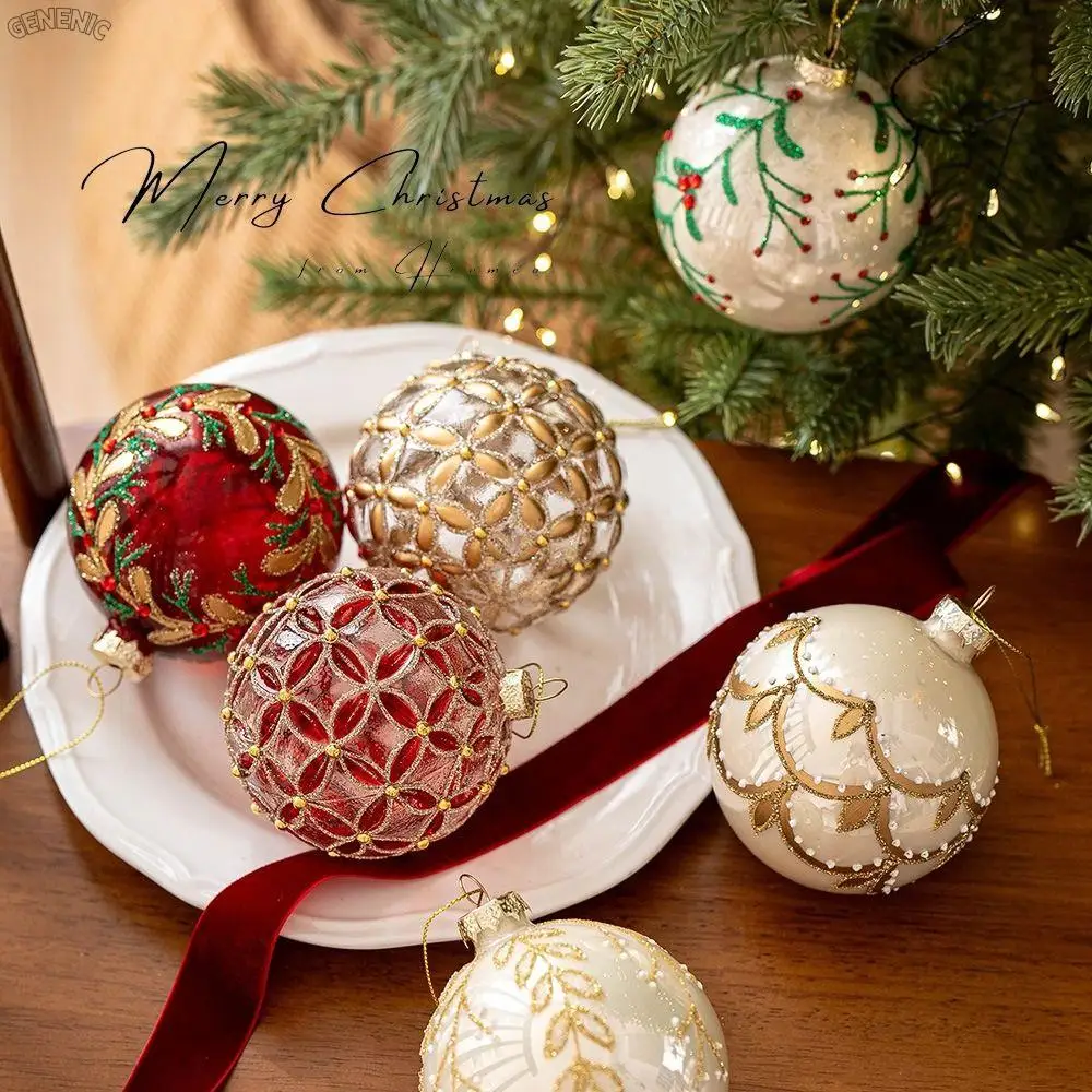 

8cm Christmas Glass Balls Korean Style Suspensable Multicolor Christmas Ball Reusable Decorative Christmas Tree Pendants