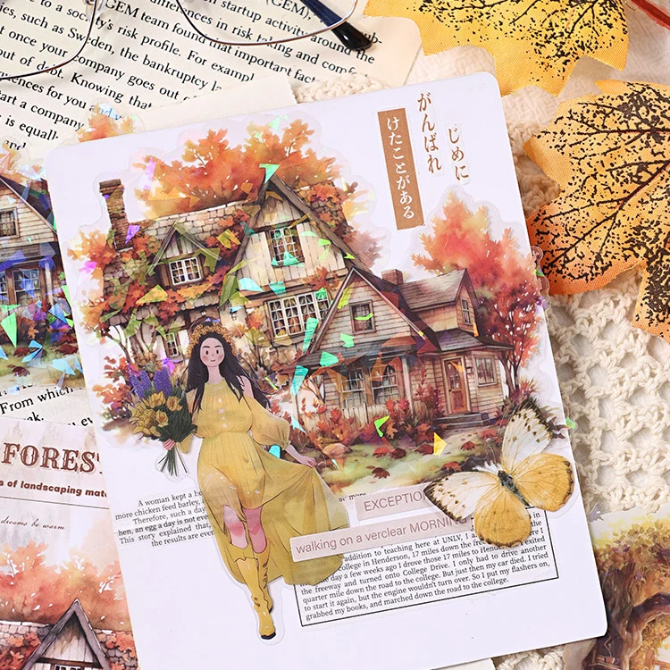 Secret Landscape Series Vintage Border Building PET Sticker Creative DIY Journal Material Collage Stationery