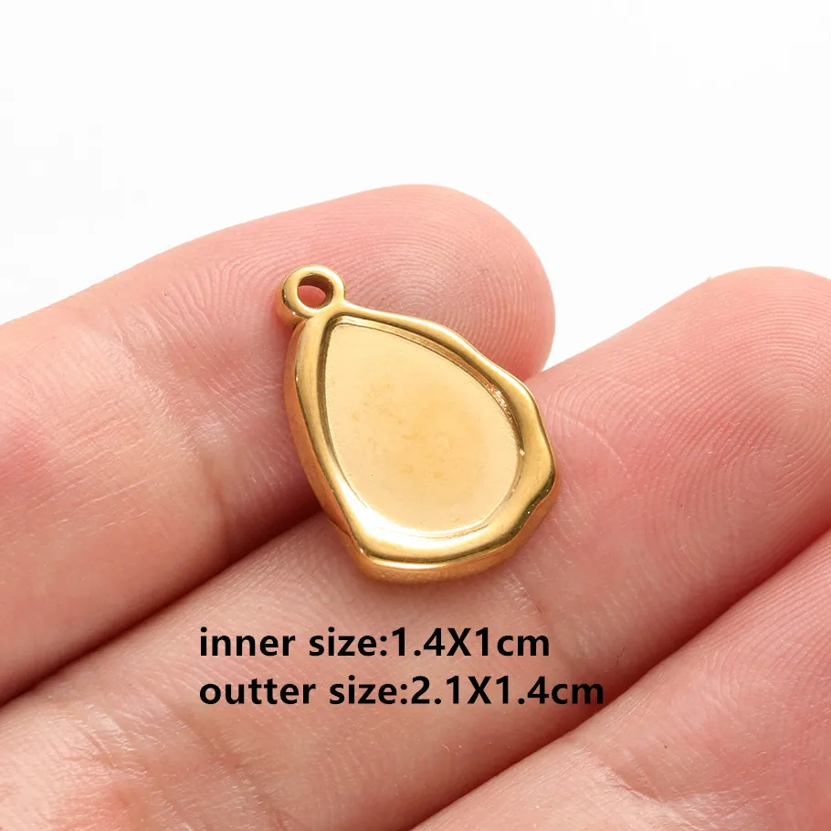 6 Stück Blanko-Cabochon-Anhänger, rund, rechteckig, quadratisch, Edelstahl-Charms für die Schmuckherstellung, handgefertigte Halsketten in großen Mengen – Detail 4