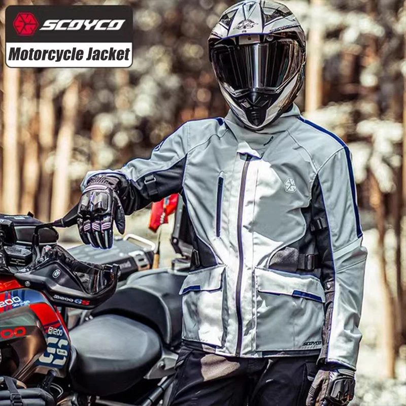 SCOYCO Motorcycle Jacket Pants Suit Cold-proof Waterproof Winter Men Motorbike Riding Moto Jacket Protective Gear Armor Clothing