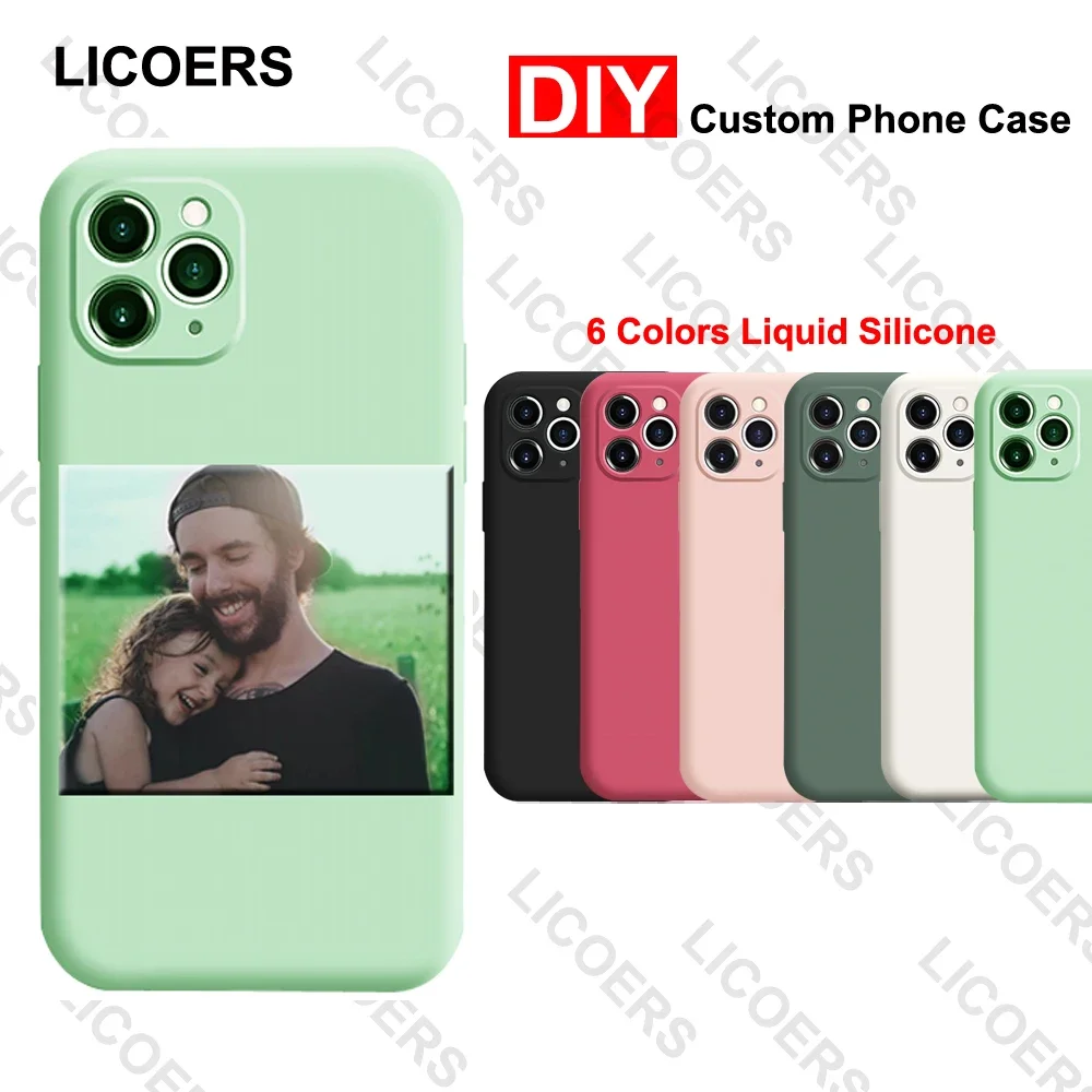 DIY Case for iPhone 15 14 13 12 Pro Max Mini 11 XS XR X SE 7 8 6 6S Plus Custom Photo Liquid Silicone Flannel Lining Matte Cover