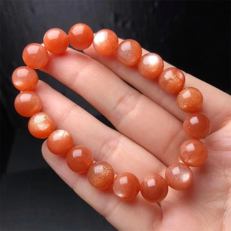 10MM Natural Sunstone Bracelet Women Fashion Sweet Reiki Healing Energy Strand Girls Jewelry Gift 1PCS