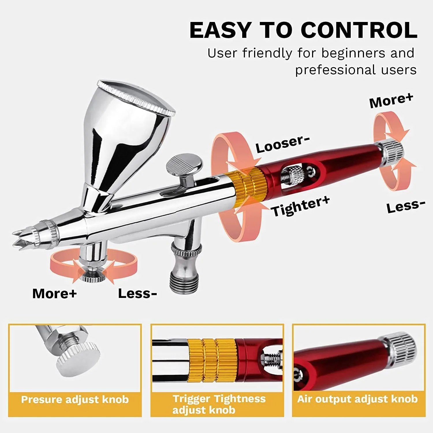 JOYSTAR Pro Gravity Feed Dual Action Airbrush 0.2MM with 9cc Cup for Makeup/Nail Art/Body Tattoos Spray/Toy Models