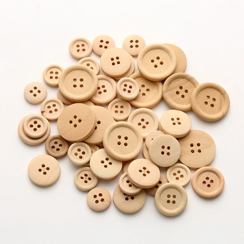 Natural Wood Twist Buckle for Clothing Decoration, Sewing Accessories, High Quality, Wedding Decoration, DIY, 40mm, 50Pcs