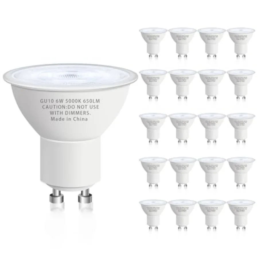 GU10 Led Bulb 6W Equivalent 50W, MR16 Led Bulb White Led Bulbs, 650 Lumens, Non-Dimmable, GU10 Base, 2 Prong Track Energy Savin