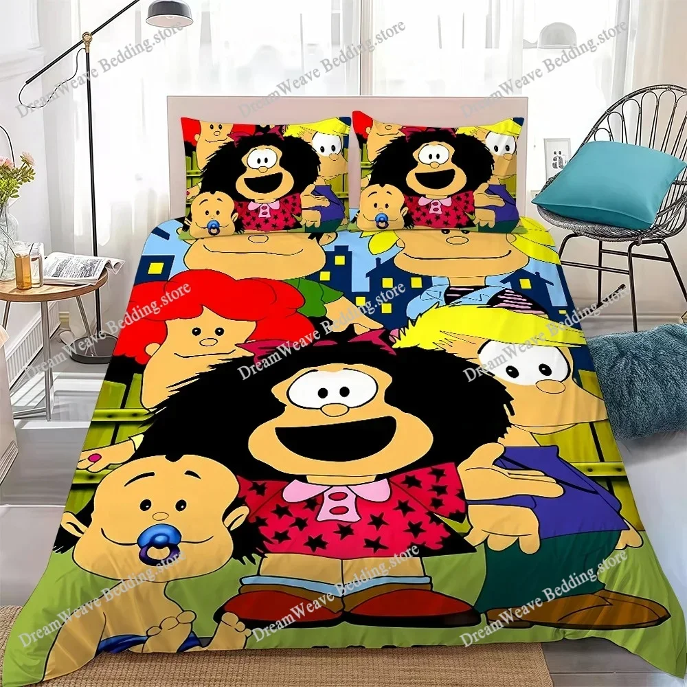 Cute Cartoon Mafalda Duvet Cover Set Home Style Bedding Soft Laundry Cotton Bed Student Dormitory GiftFQH