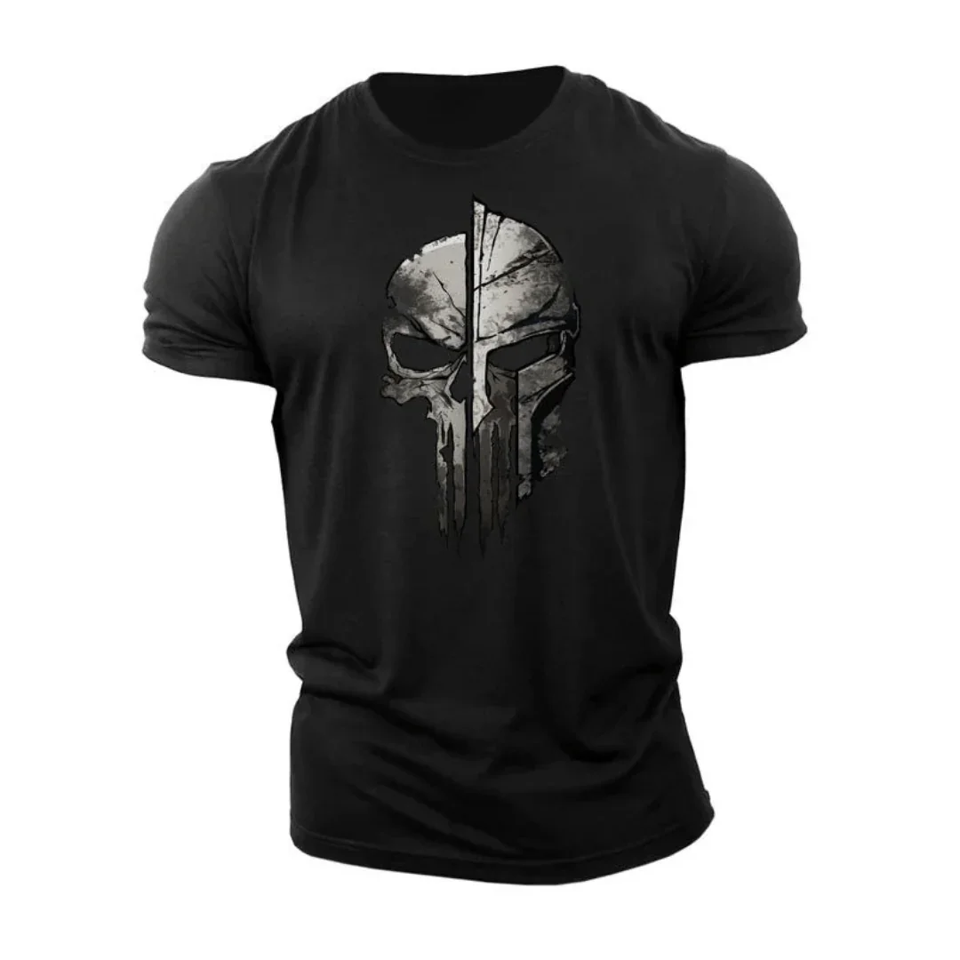 

Skeleton Spartan Graphic Print Summer Luxury Brand Cotton Men's and Women's T-Shirts Short Sleeves Street Fashion Trend