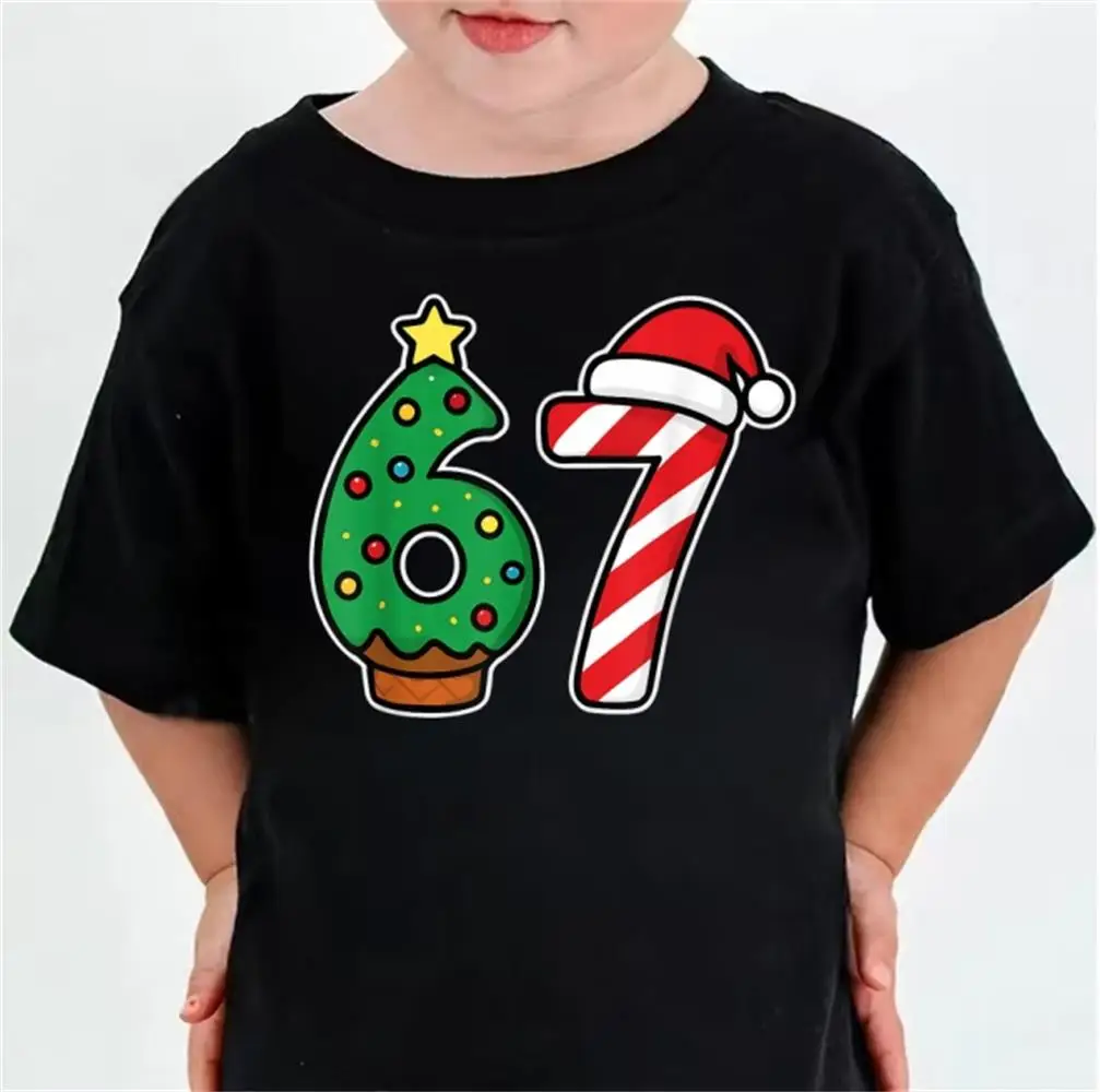 

New Style Colorful Six Seven Printed T-Shirt Girls Fashion Harajuku Summer Casual Cute Children's Clothing Short Sleeved Shirt