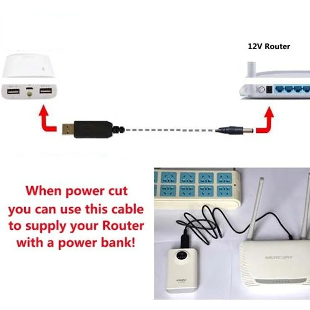 1PCS USB Power Boost Line DC 5V To DC 9V / 12V Step UP Module USB Converter Adapter Cable 2.1x5.5 Plug Router Cat Switch Power