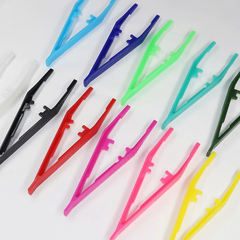 

50 Pcs Plastic Tweezers Disposable DIY Tongs Beads Craft Cosmetics Tools Jewelry Making Ergonomic Lightweight Practical Function