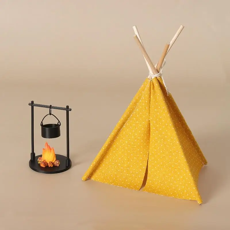 

1:12 Scale Camping Tent Model Decoration Simulated Outdoor Tent Ornament Miniature Scene Accessories Doll Small Tent Toy