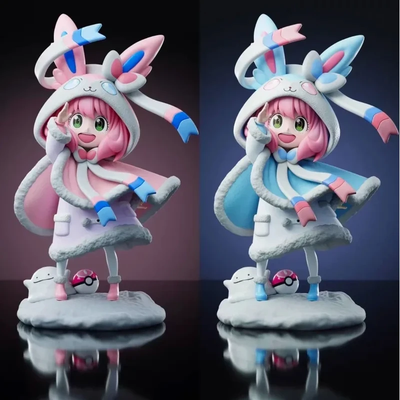 

21.5cm Spy Family Anime Figures Anya Forger Cos Sylveon Figures Cute Girl Statue Room Decoration Pvc Figurine Birthday Custom