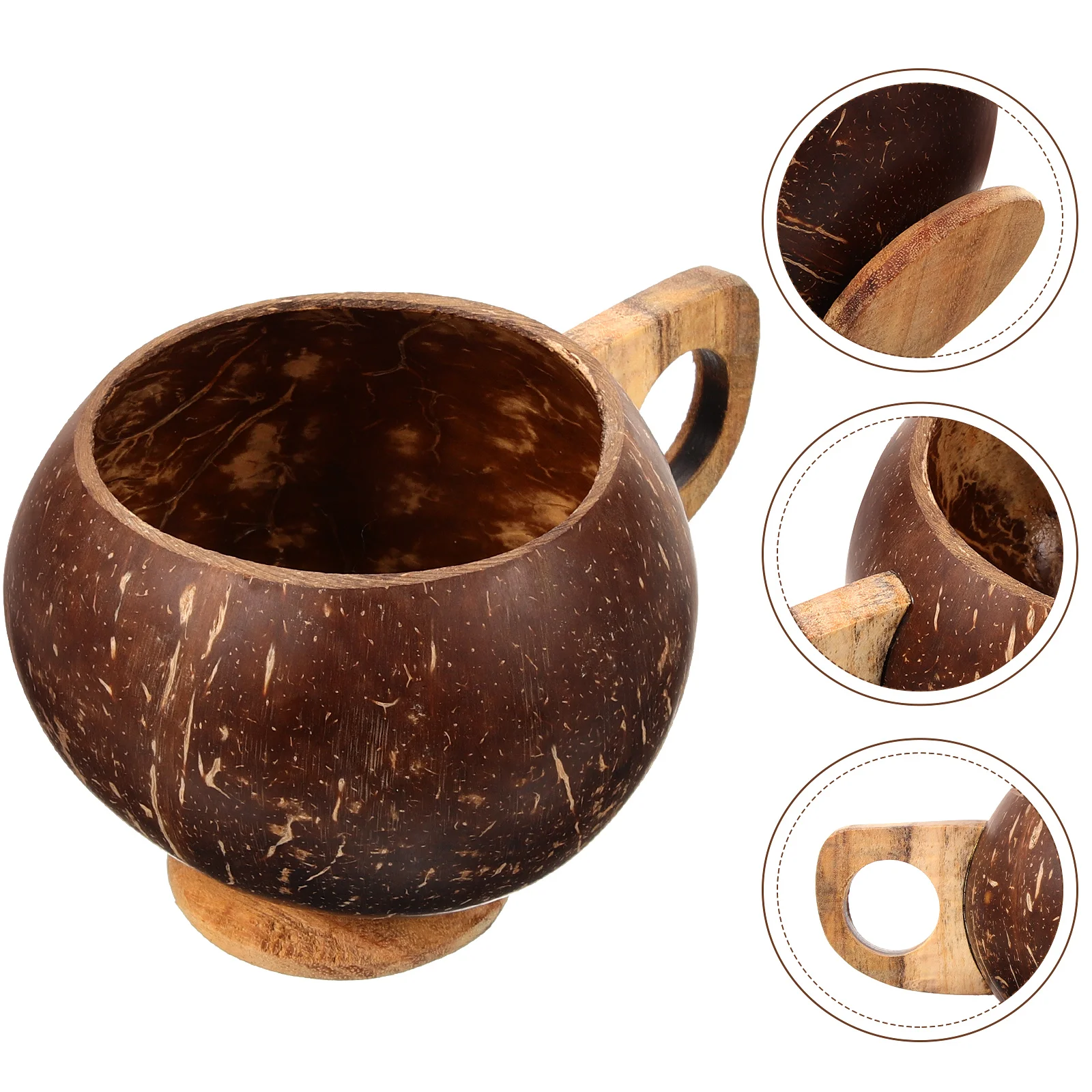 

Coffee Tumbler Natural Coconut Shell Glass Mug Coconuts-shell Drinking Cup