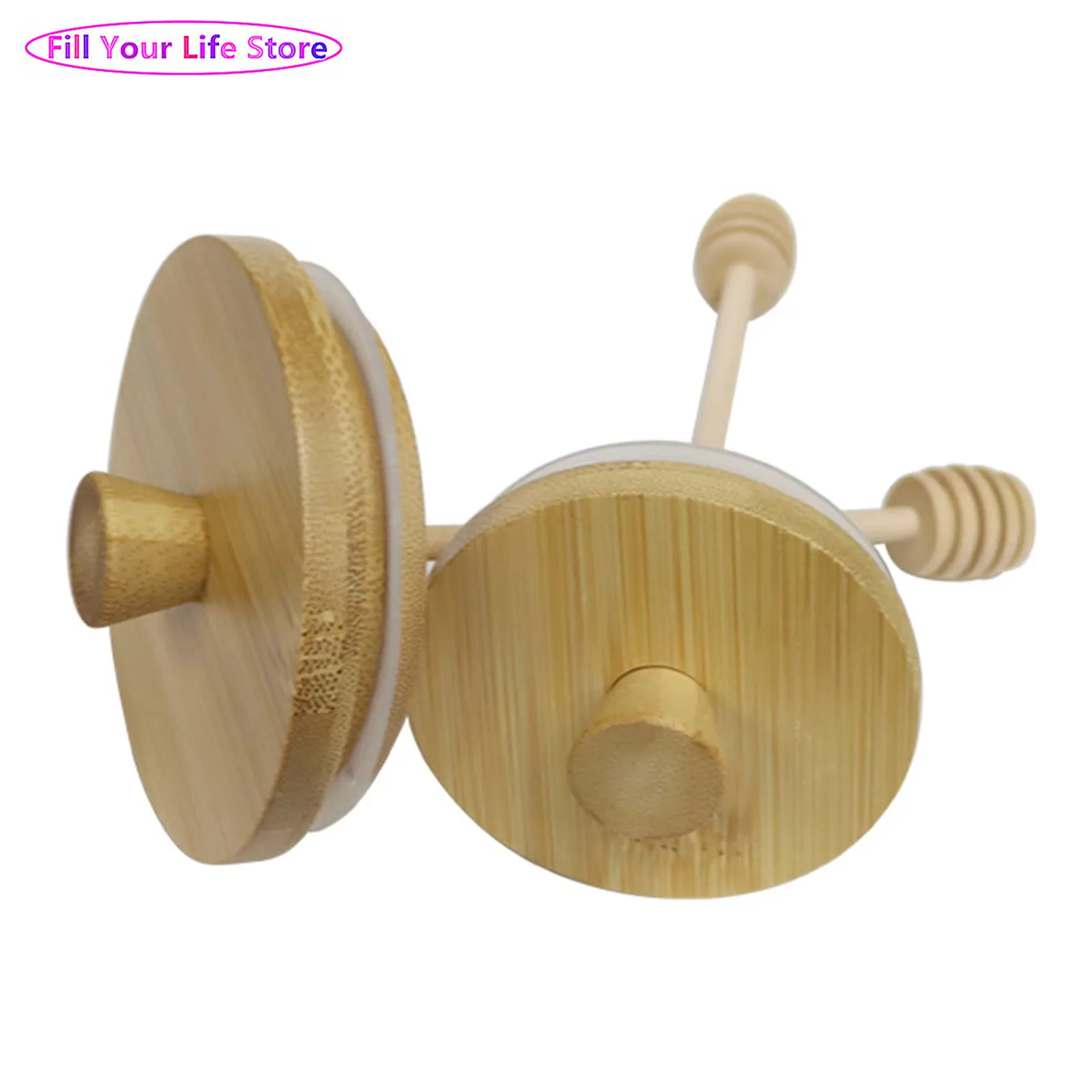 

Creative Bamboo Honey Dip Spoon Lid Honey Dispenser Blender Wooden Stick with Canning Pot Containers for Daily