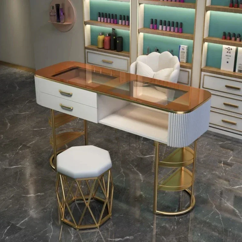 Retro Manicure Tables Nails Desk Hairdressing Beauty Salon Nail Designer Professional Pink Desk Tables Pour Onglerie Salon