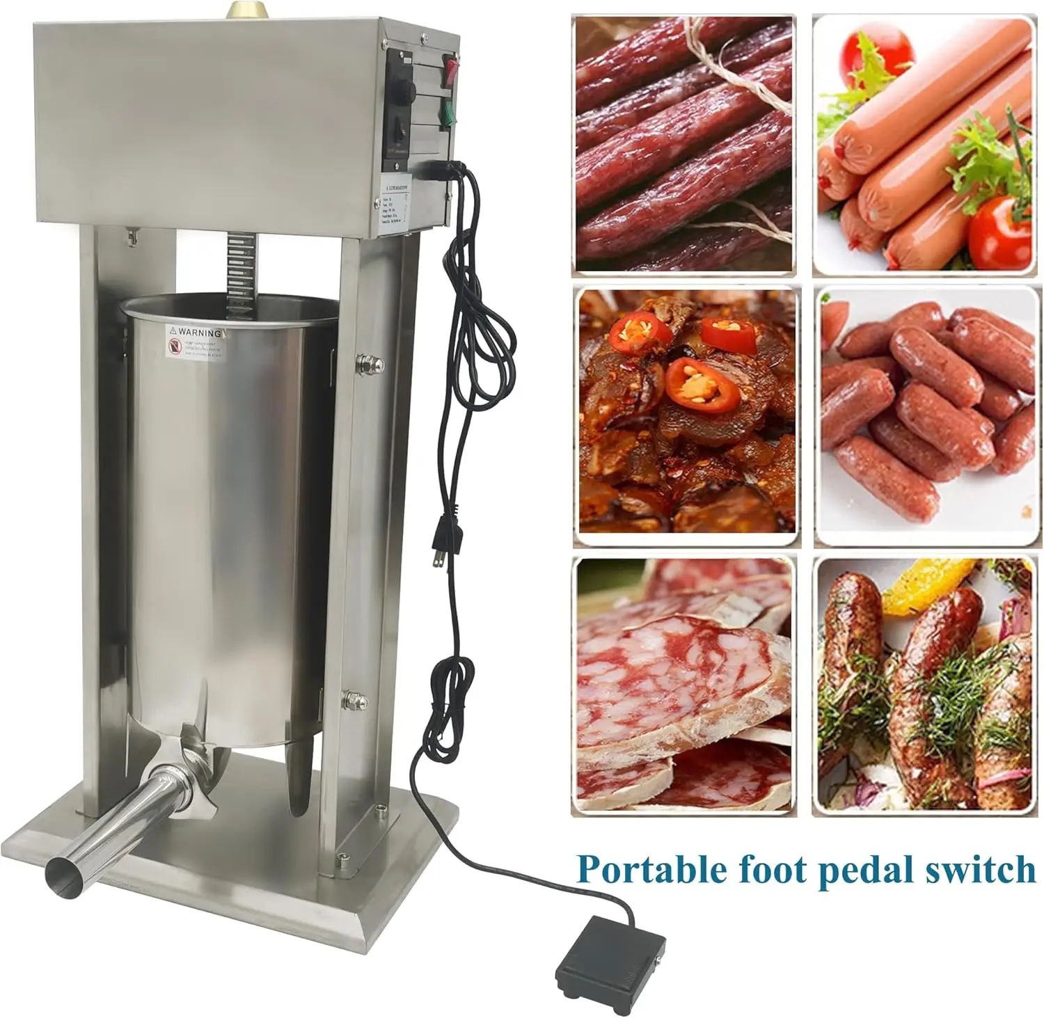 

Electric Sausage Stuffers Vertical Sausage Maker Meat Stuffer Stainless Steel Meat Filler Machine with 4 Stuffing Tubes 110V 15L