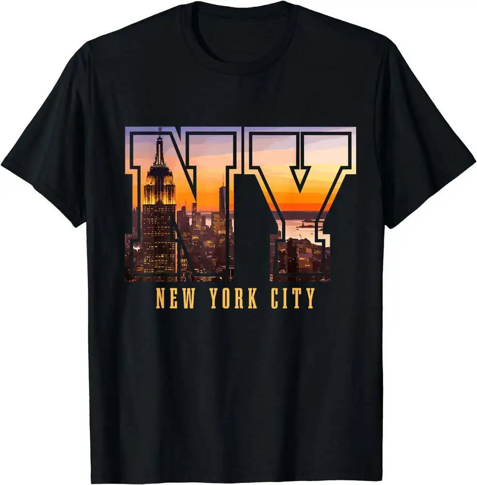 New York City NYC NY Skyline Sunset Gift T-Shirt For Men Clothing Women Tees Y2K Tops Short Sleeve