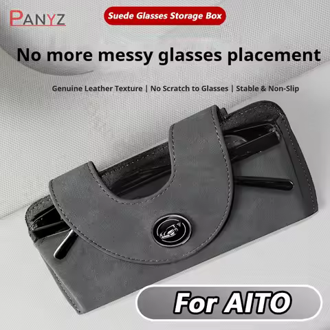 For AITO M5 M7 M5 EV M9 Suede Car Sun Visor Glasses Clip Multifunctional Case Suede Glasses Storage Box Sunglasse Case