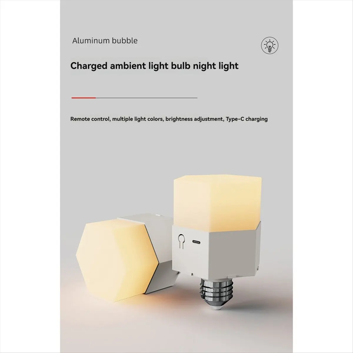 DT81 LED Rechargeable Light Bulbs with Remote Battery Operated Light Bulb Smart Three Color Changing Bulb with Hook