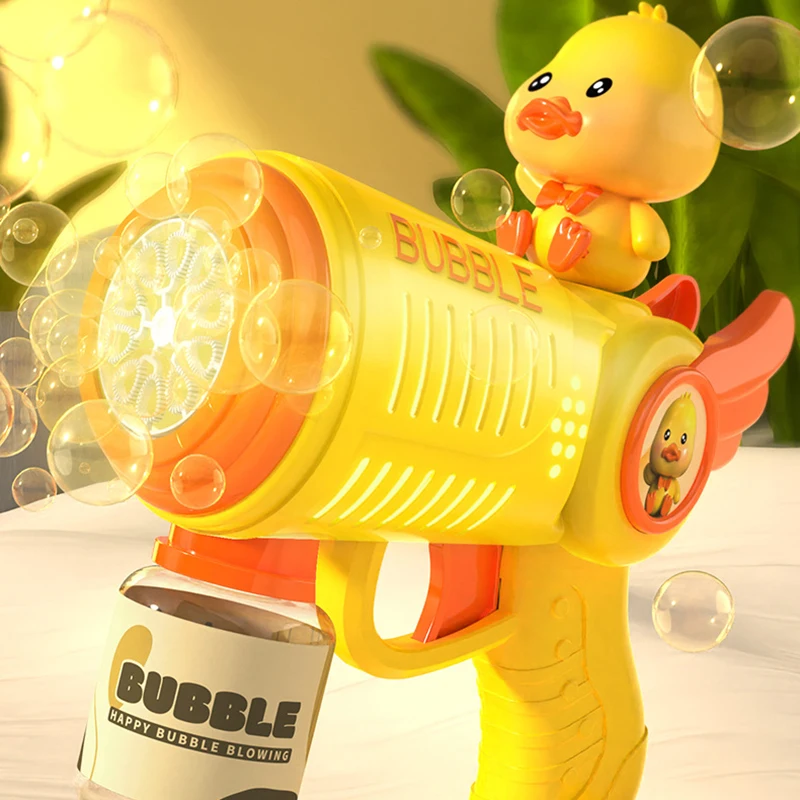 Máquina de pistola de burbujas de pato con 10 agujeros para niños de 5 a 9 años, juguete genial para exteriores, pistolas de juguete de burbujas de jabón de mano, juguete de agua