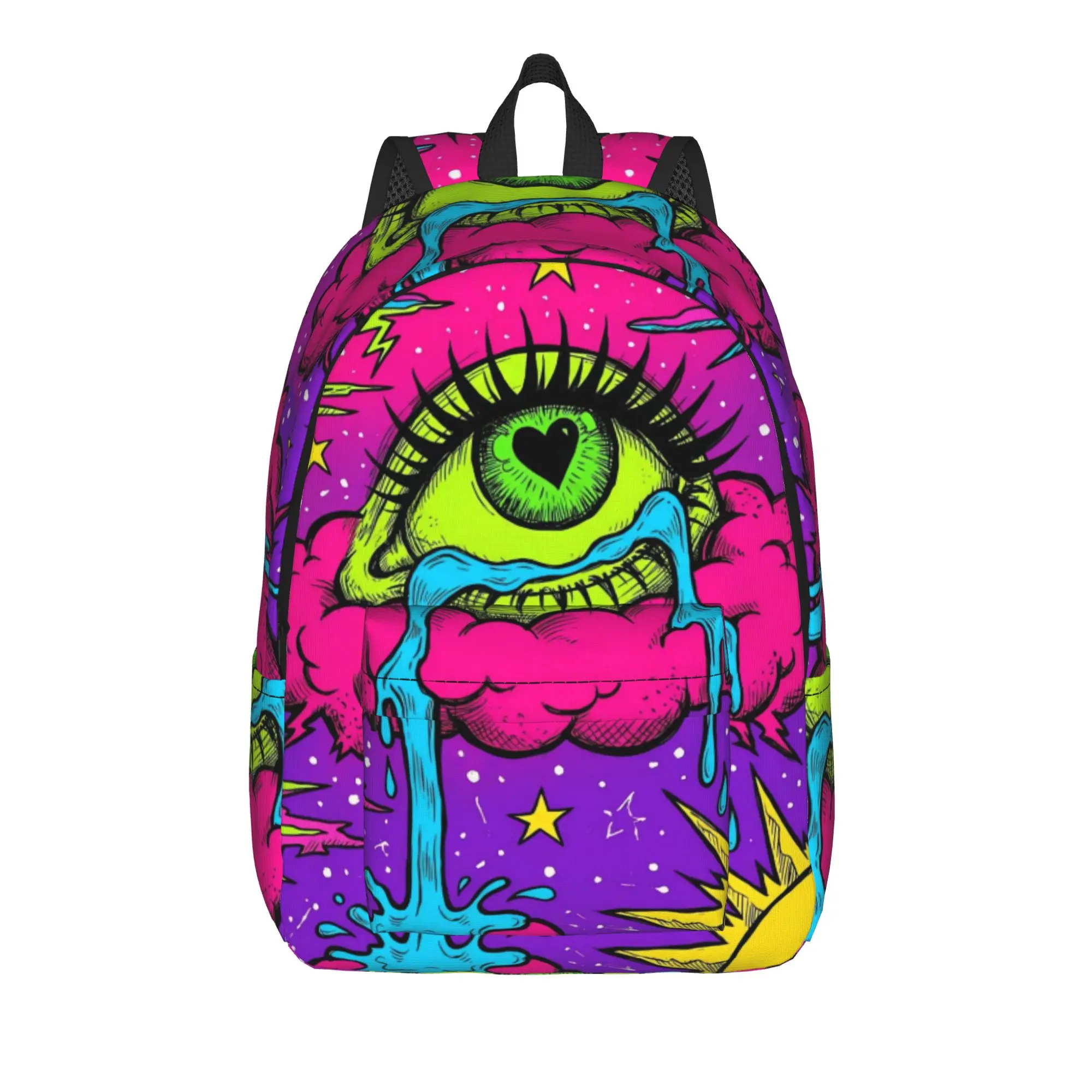 Hip Hop Retro Purple‑eye Cloud Monster Backpack Casual Backpacks Boy Girl Trekking Lightweight School Bags High Quality Rucksack