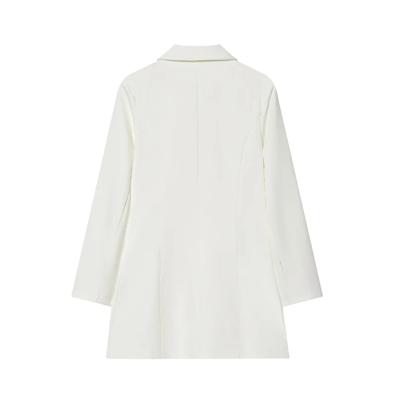 Women's Suit 2026 Spring New White Long-Sleeve Waist-Fitted Blazer with Wrap Waist Mini Skirt Set Stylish and Chic Sharp