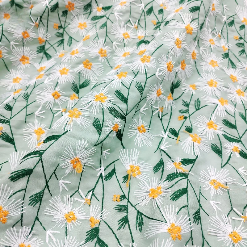 Watergrass Daisy Embroidered Cotton Fabric Small Fresh Beautiful Multi-color Dress Children's Clothing Tablecloth Fabric