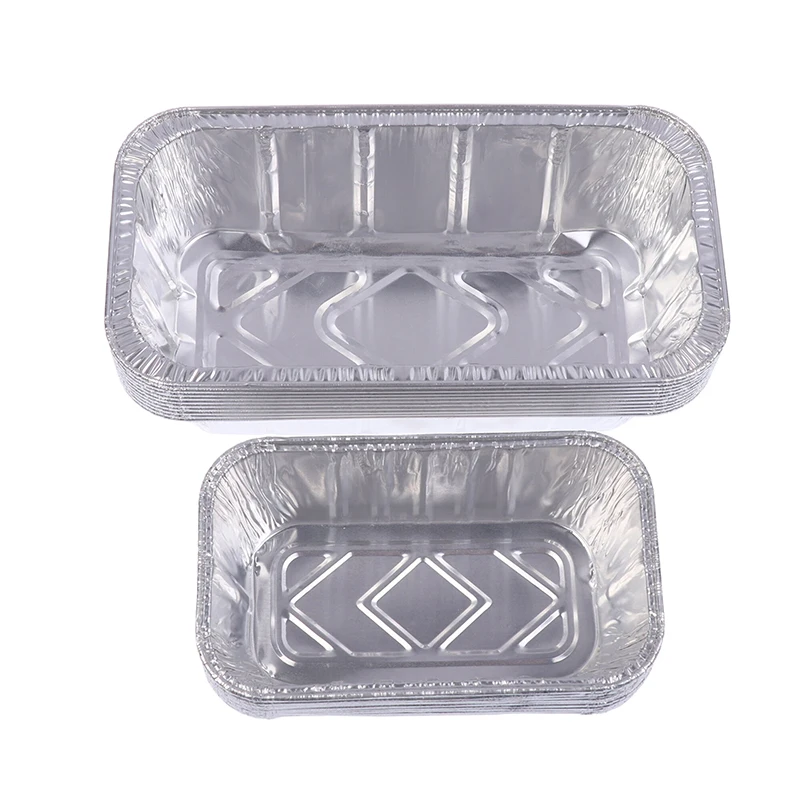 10Pcs Kitchen Disposable Rectangular Aluminum Foil Baking Pans Egg Tart Pan Cupcake Case For Oven Air Fryer Box Kitchen Tool