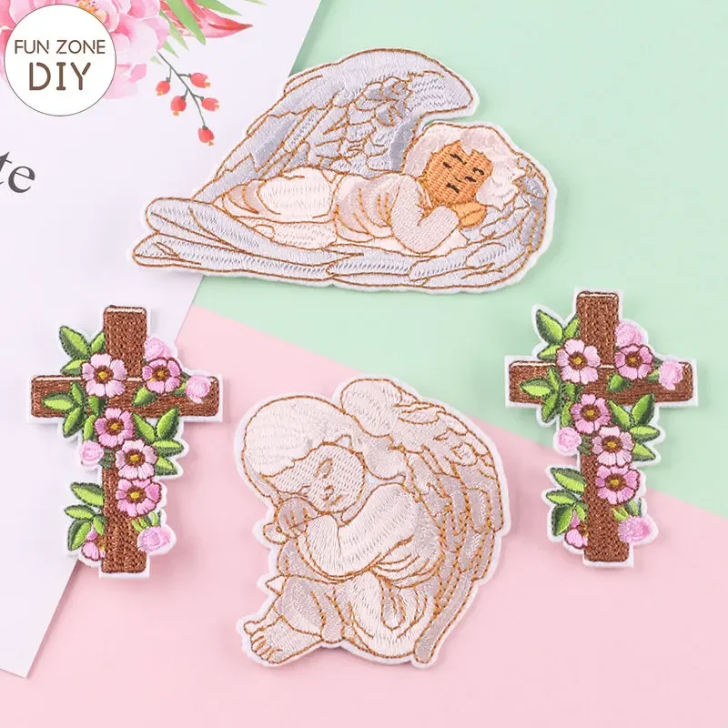 FZdiy Angel Embroidery Applique Ironing Clothing Sewing Supplies Decorative Patches Badges for Clothing