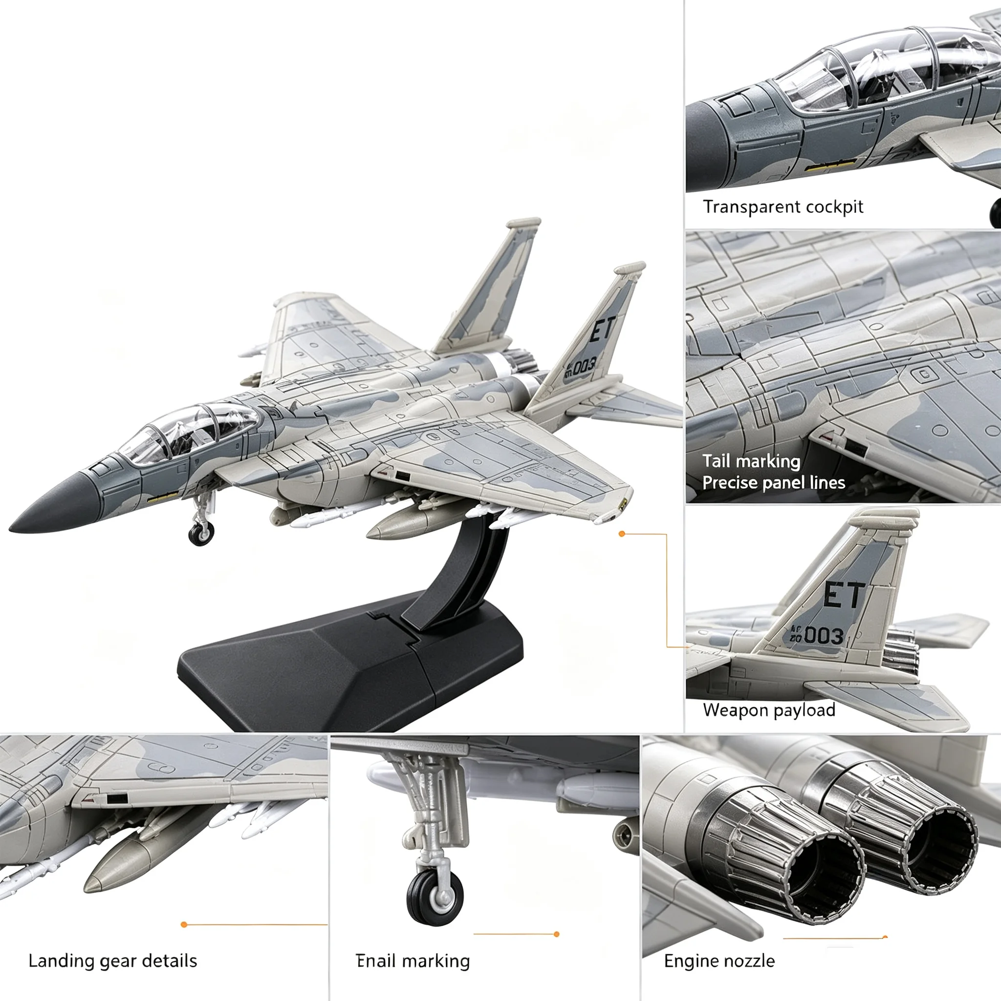 1:72 Maßstab Plastik-Schnappmontage Kampfjet-Modellset F-15 Eagle & J-10 Flugzeug-Replika Militärflugzeug-Sammlung Ausstellungsstück – Detail 3