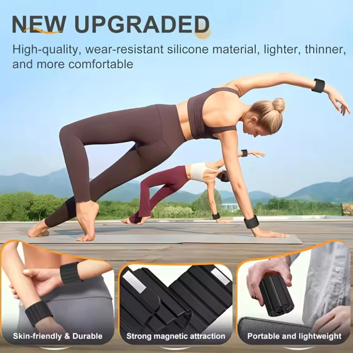 Magnetisch verstellbare Knöchel- und Handgelenkgewichte, wasserdichte, rutschfeste Silikongewichte für Joggen, Yoga und Fitness (1 Packung, 2 Packungen) – Detail 4