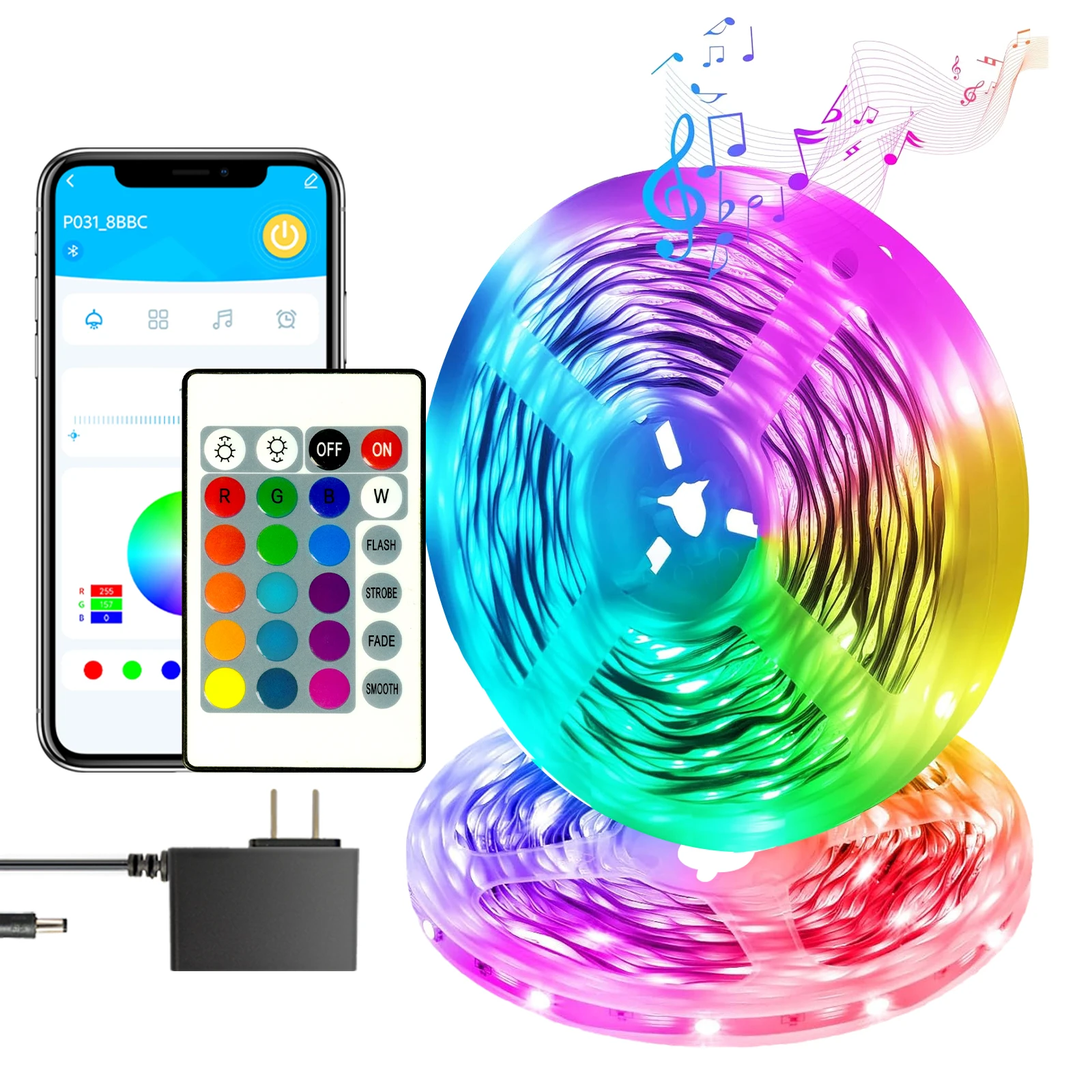100ft Led Strip Lights For Bedroom Desk Indoor Room Bedroom Brithday Gifts Rgb Decor With Remote And 24vpower Supply