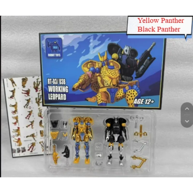 หุ่นยนต์ของเล่น Transformation ของเล่น RT03 สีเหลือง Panther RT-03B Black Panther Beast Wars ชุดขนาดเล็กสัดส่วนชุด 2 ชิ้น